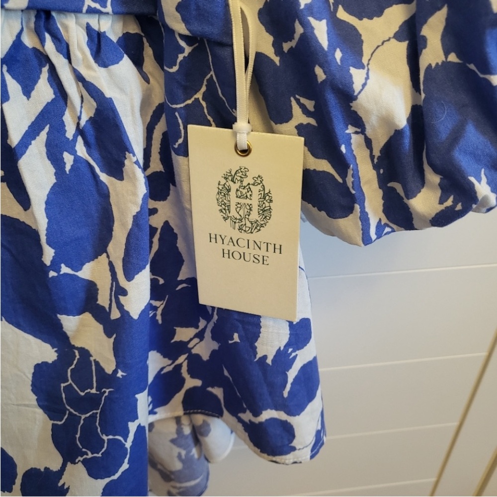 NWT Tuckernuck Hyacinth House Blue Floral Seaport Puff Sleeve Blouse XL